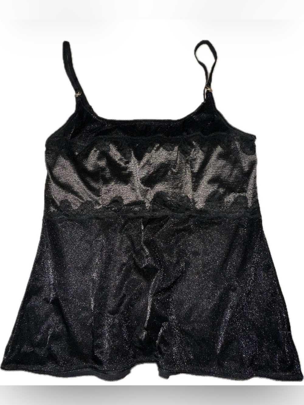 Vintage Escada Gorgeous Black metallic Satin & Lace Cami… Excellent Condition